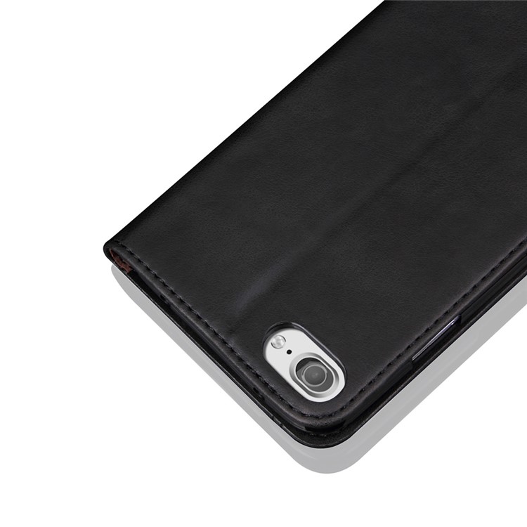 Auto-absorbed Retro Leather Wallet Stand Case for Apple iPhone 7 (2016) - Black-3