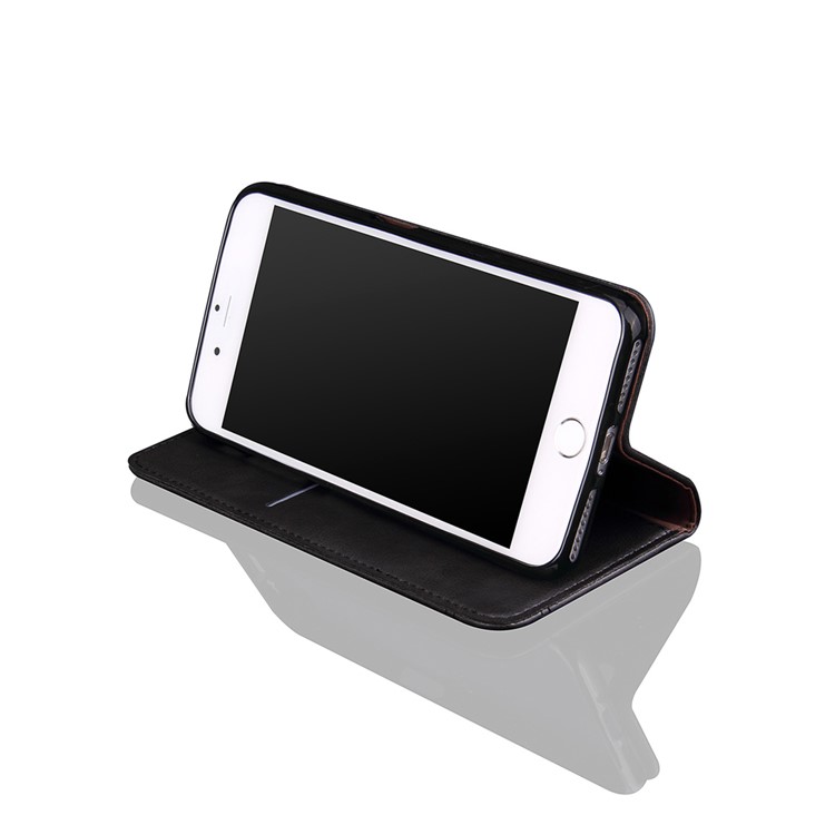 Auto-absorbed Retro Leather Wallet Stand Case for Apple iPhone 7 (2016) - Black-4