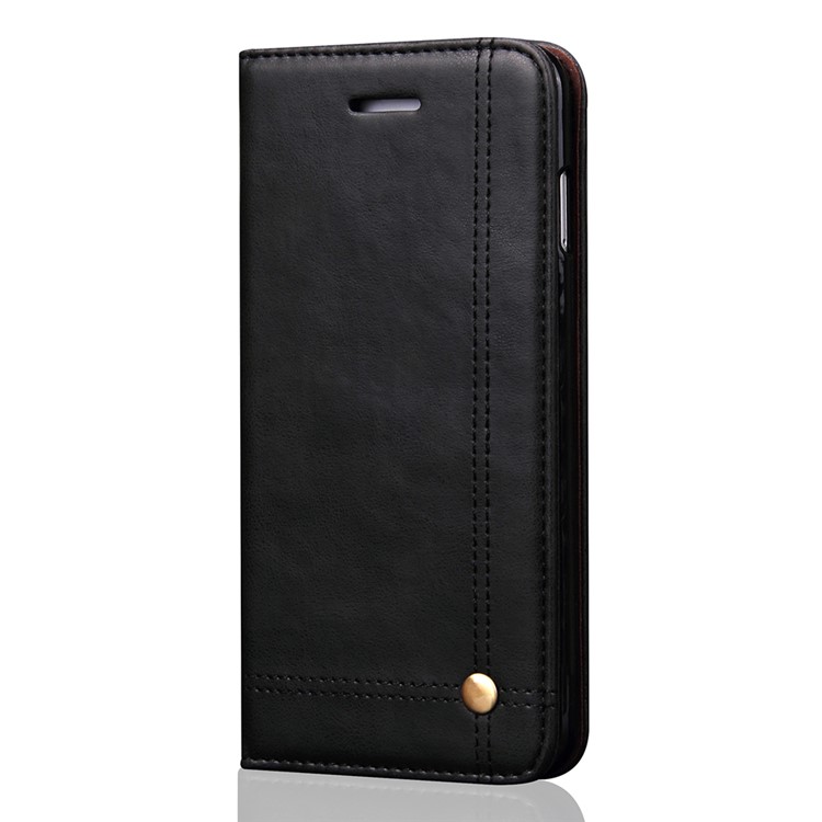 Retro Crazy Horse Leather Wallet Phone Case for iPhone 7 Plus - Black-1