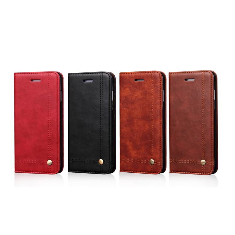 Retro Crazy Horse Leather Wallet Phone Case for iPhone 7 Plus - Black-11