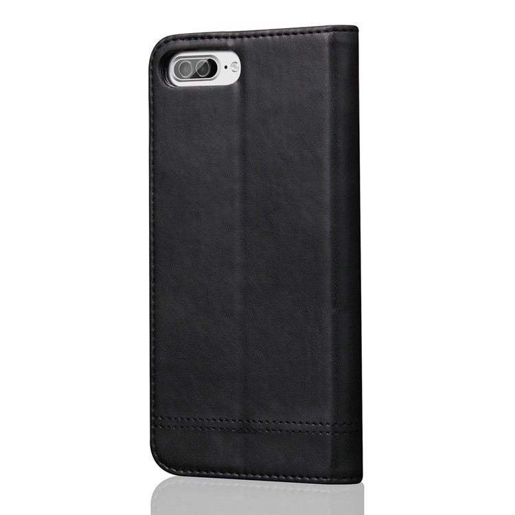 Retro Crazy Horse Leather Wallet Phone Case for iPhone 7 Plus - Black-2