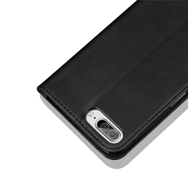 Retro Crazy Horse Leather Wallet Phone Case for iPhone 7 Plus - Black-3
