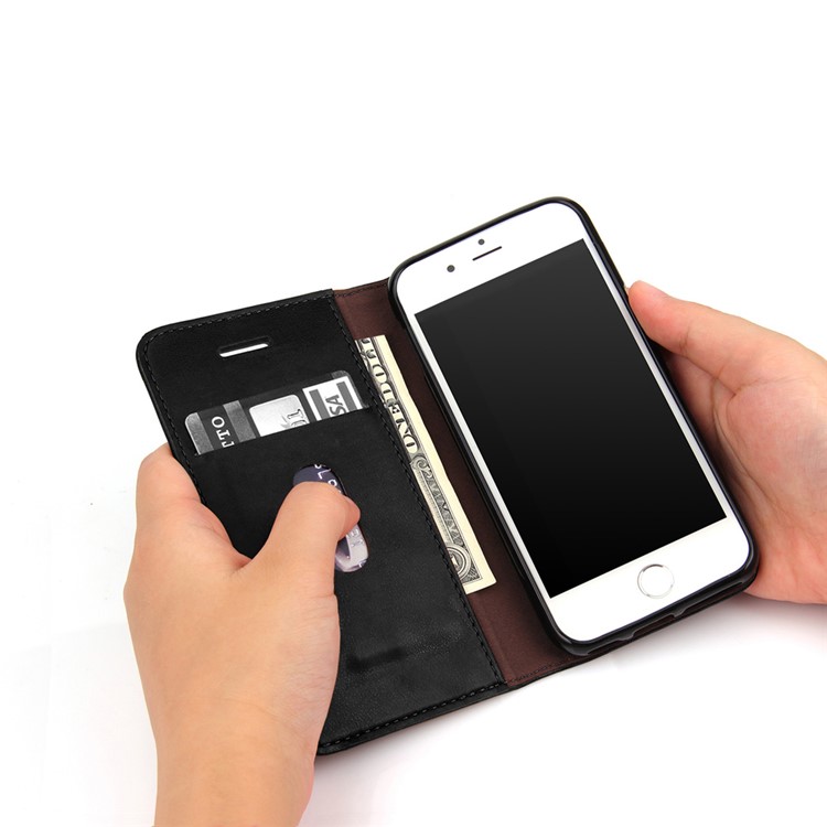 Retro Crazy Horse Leather Wallet Phone Case for iPhone SE/5s/5 - Black-9