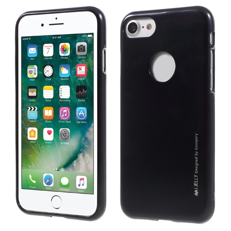 MERCURY GOOSPERY i JELLY Metallic TPU Gel Case for iPhone 7 4.7 (with Logo Cutout) - Black-1
