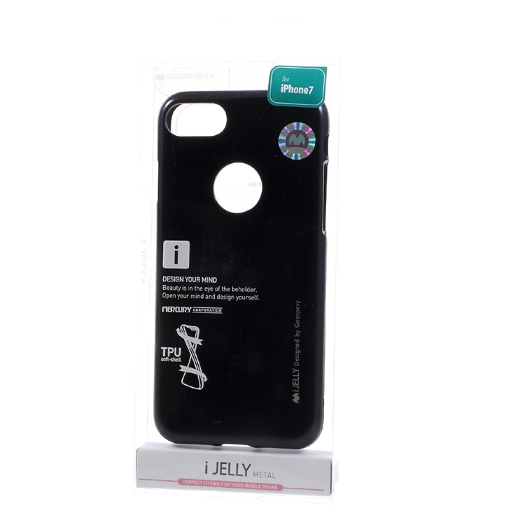 MERCURY GOOSPERY i JELLY Metallic TPU Gel Case for iPhone 7 4.7 (with Logo Cutout) - Black-6