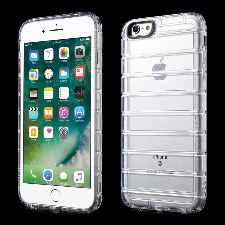For iPhone 6s 6 Horizontal Stripes Air Cushion Shockproof Gel TPU Cover - Transparent-1