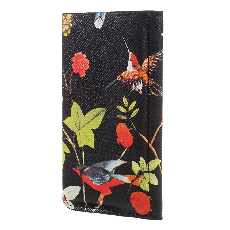 Pattern Printing Wallet Leather Pouch for iPhone 7 / 6S / 6 4.7 inch - Black / Flowers and Birds-3