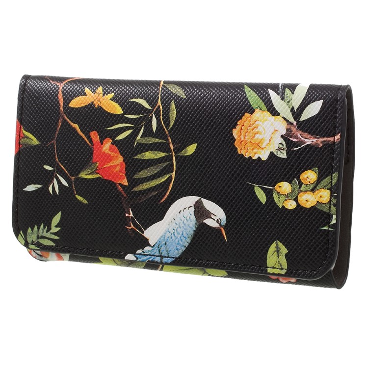 Pattern Printing Wallet Leather Pouch for iPhone 7 / 6S / 6 4.7 inch - Black / Flowers and Birds-4