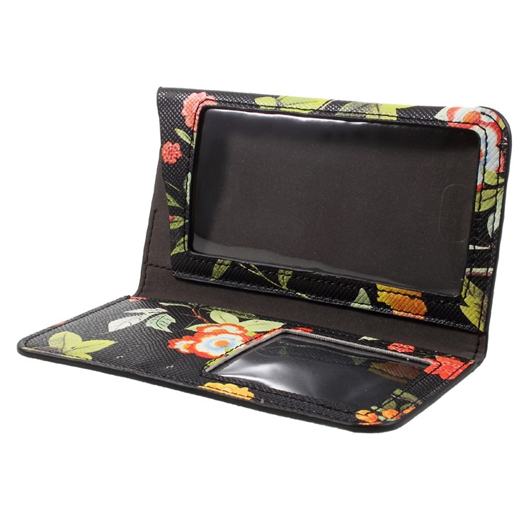 Pattern Printing Wallet Leather Pouch for iPhone 7 / 6S / 6 4.7 inch - Black / Flowers and Birds-8