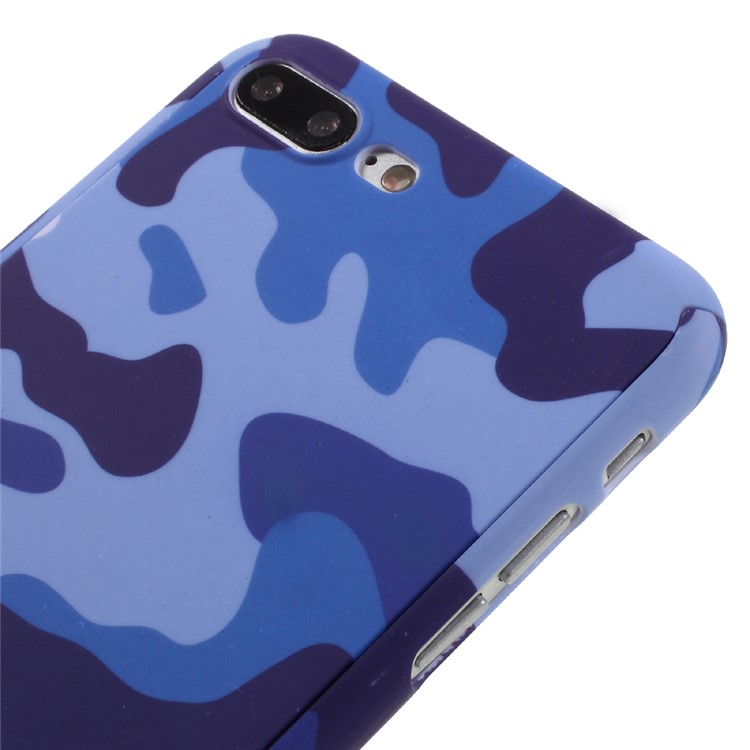 2-in-1 Full Protection Hard Phone Case for iPhone 7 Plus + Tempered Glass Screen Protector - Blue Camouflage-3