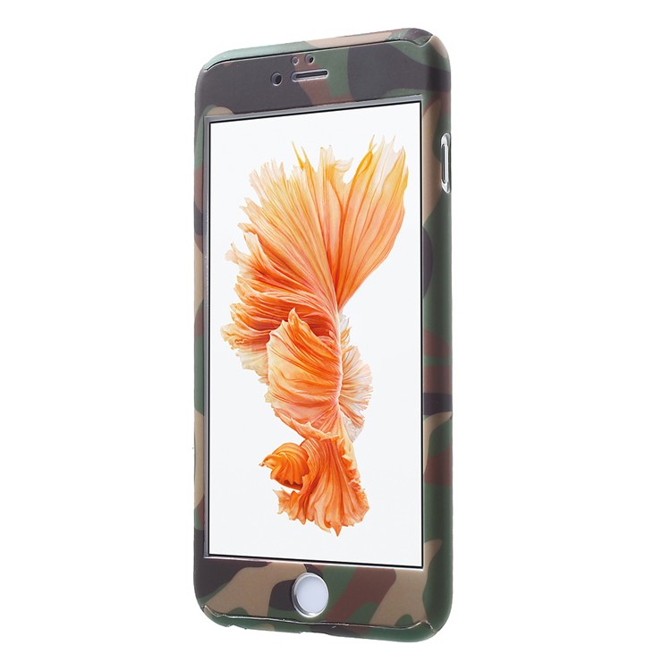 Full Protection 2-piece Hard Case for iPhone 6s 6 + Tempered Glass Screen Protector - Woodland Camouflage-2