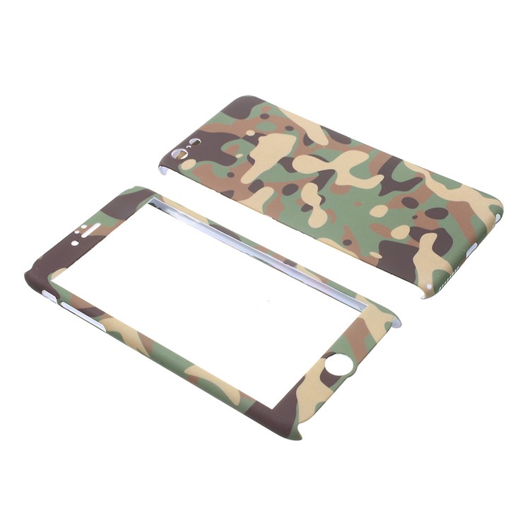 Full Protection 2-piece Hard Case for iPhone 6s 6 + Tempered Glass Screen Protector - Woodland Camouflage-4