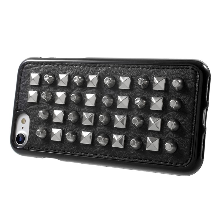 Punk Style 3D Metal Rivet Leather TPU Case for iPhone 7 4.7 inch - Spikes and Silver Pyramid Rivets-1
