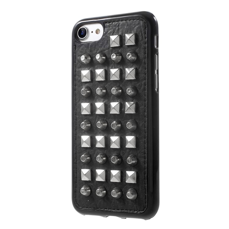 Punk Style 3D Metal Rivet Leather TPU Case for iPhone 7 4.7 inch - Spikes and Silver Pyramid Rivets-3