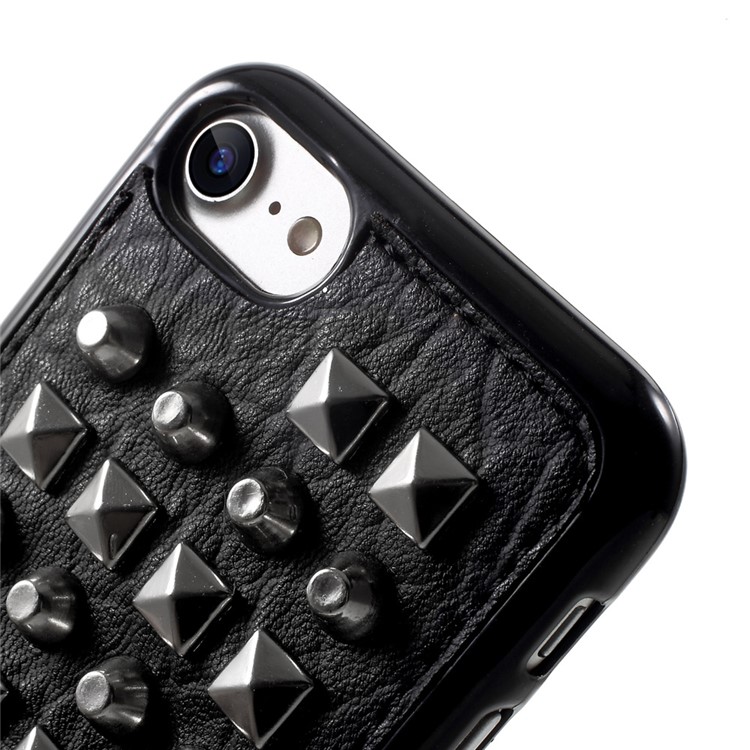 Punk Style 3D Metal Rivet Leather TPU Case for iPhone 7 4.7 inch - Spikes and Silver Pyramid Rivets-5