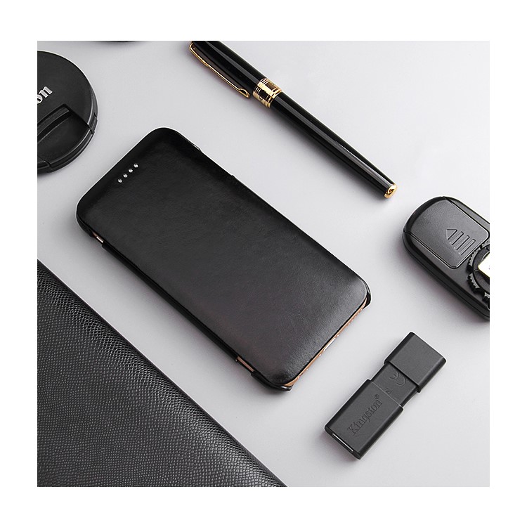 FIERRE SHANN Full Grain Genuine Leather Flip Case for iPhone 6s/6 4.7 Inch - Black-1
