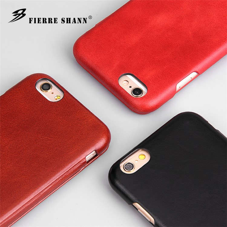 FIERRE SHANN Full Grain Genuine Leather Flip Case for iPhone 6s/6 4.7 Inch - Black-4
