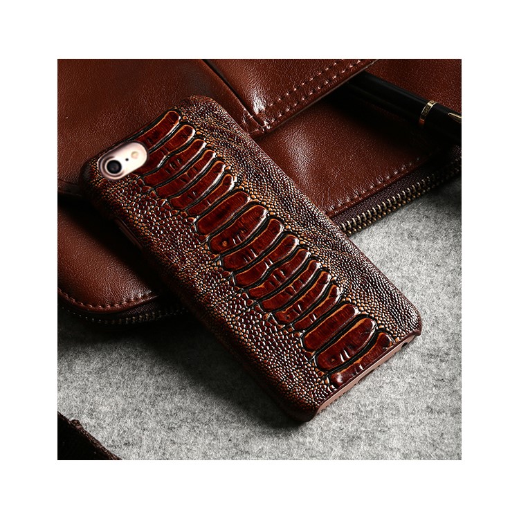 FIERRE SHANN Genuine Leather Coated Hard PC Phone Case for iPhone 7 4.7 inch - Dark Brown-10