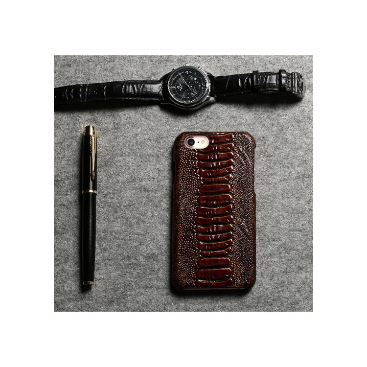 FIERRE SHANN Genuine Leather Coated Hard PC Phone Case for iPhone 7 4.7 inch - Dark Brown-11