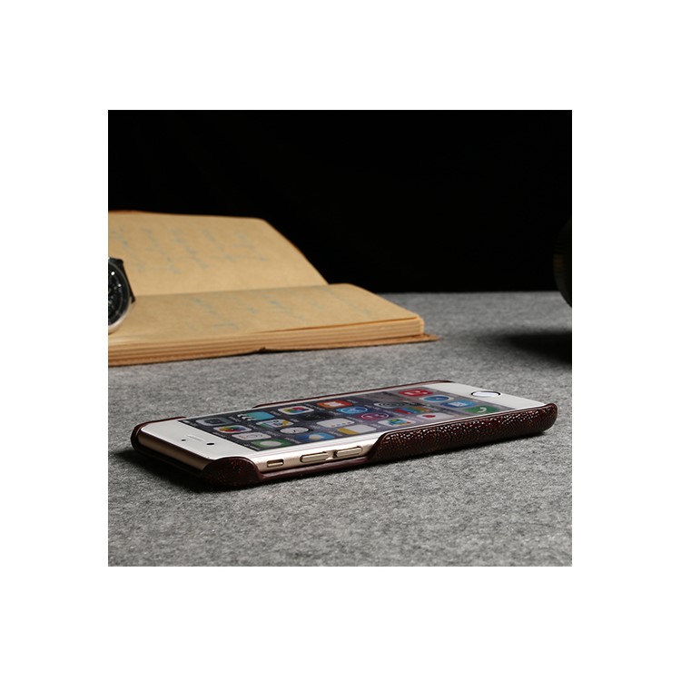 FIERRE SHANN Genuine Leather Coated Hard PC Phone Case for iPhone 7 4.7 inch - Dark Brown-12