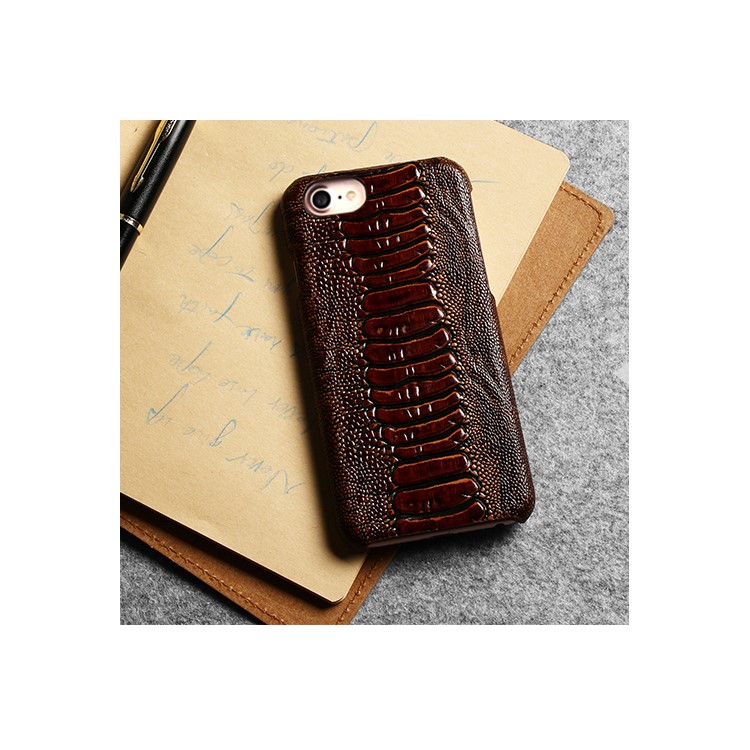 FIERRE SHANN Genuine Leather Coated Hard PC Phone Case for iPhone 7 4.7 inch - Dark Brown-13