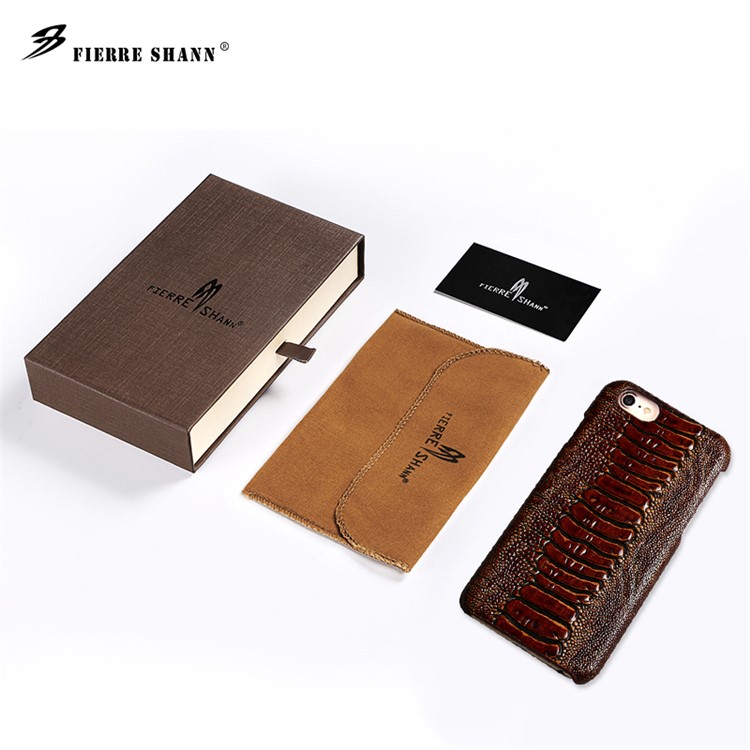 FIERRE SHANN Genuine Leather Coated Hard PC Phone Case for iPhone 7 4.7 inch - Dark Brown-16