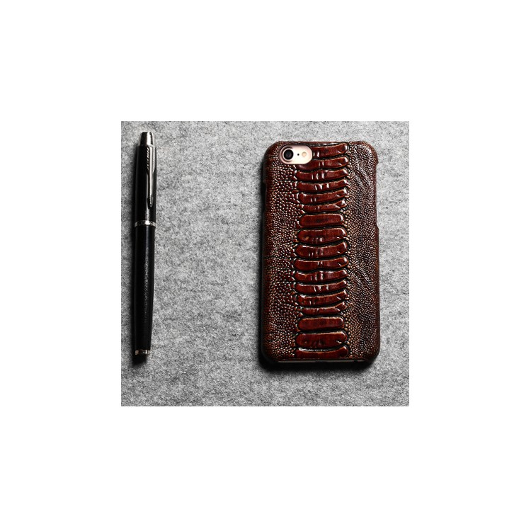 FIERRE SHANN Genuine Leather Coated Hard PC Phone Case for iPhone 7 4.7 inch - Dark Brown-7