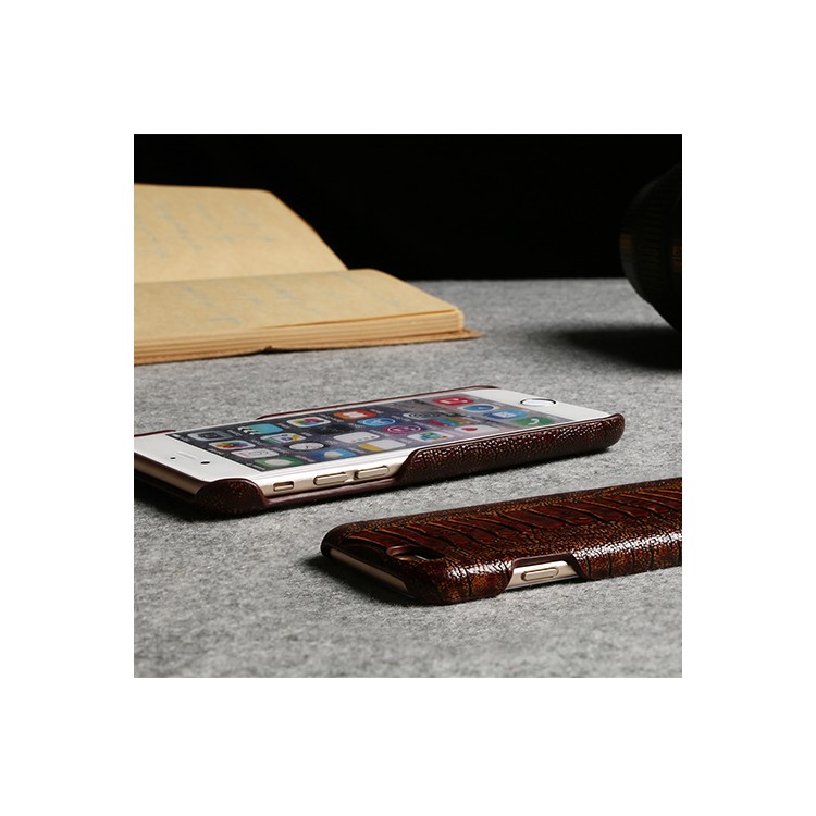 FIERRE SHANN Genuine Leather Coated Hard PC Phone Case for iPhone 7 4.7 inch - Dark Brown-8