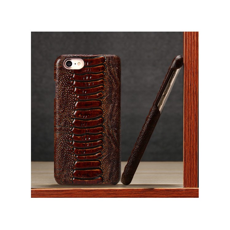 FIERRE SHANN Genuine Leather Coated Hard PC Phone Case for iPhone 7 4.7 inch - Dark Brown-9