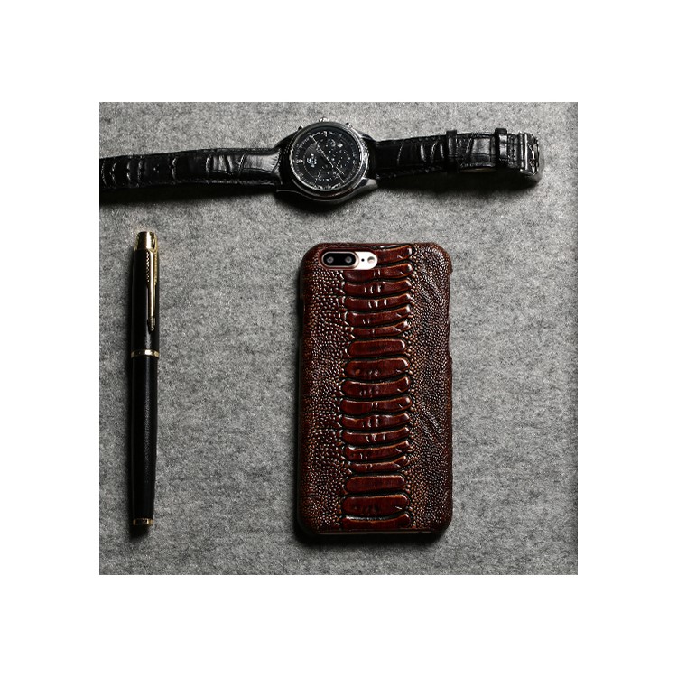 FIERRE SHANN Genuine Leather Coated Hard PC Phone Case for iPhone 7 Plus - Dark Brown-12