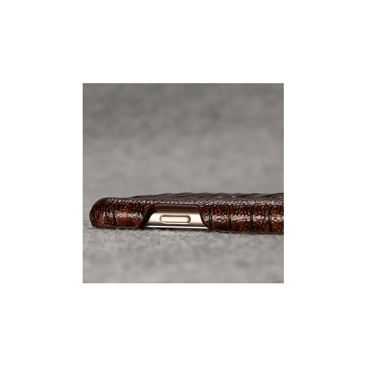 FIERRE SHANN Genuine Leather Coated Hard PC Phone Case for iPhone 7 Plus - Dark Brown-9