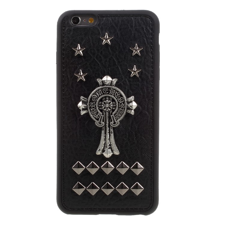 3D Punk Metal Rivet Leather Coated TPU Case for iPhone 6s/6 4.7 - Stars and Pyramid Rivets-2
