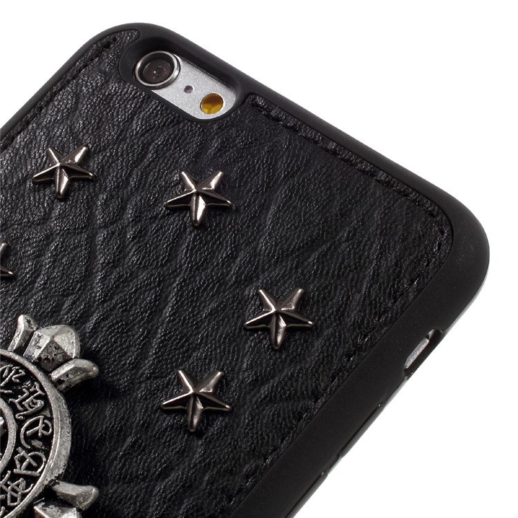 3D Punk Metal Rivet Leather Coated TPU Case for iPhone 6s/6 4.7 - Stars and Pyramid Rivets-3