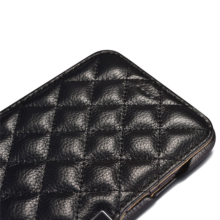 XOOMZ Rhombus Litchi Texture Magnetic Genuine Leather Case for Apple iPhone 7 Plus 2016 - Black-4
