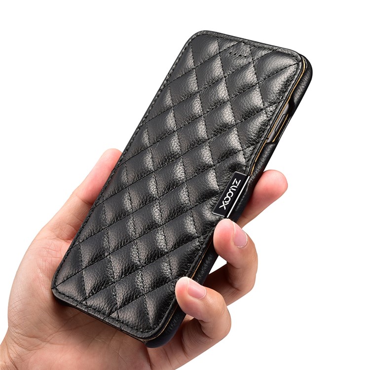 XOOMZ Rhombus Litchi Texture Magnetic Genuine Leather Case for Apple iPhone 7 Plus 2016 - Black-5