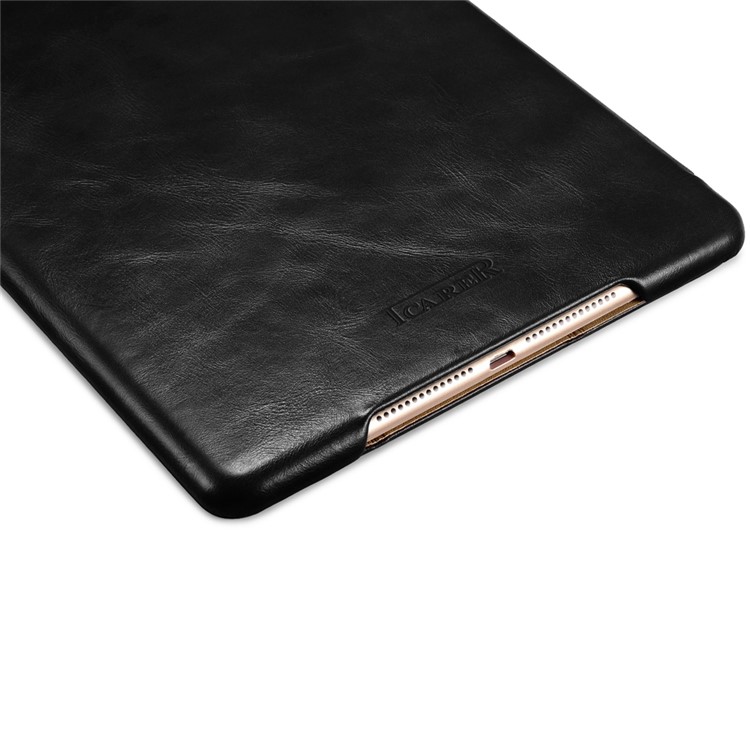 ICARER for iPad Air 2 Vintage Tri-fold Stand Genuine Leather Shell - Black-7
