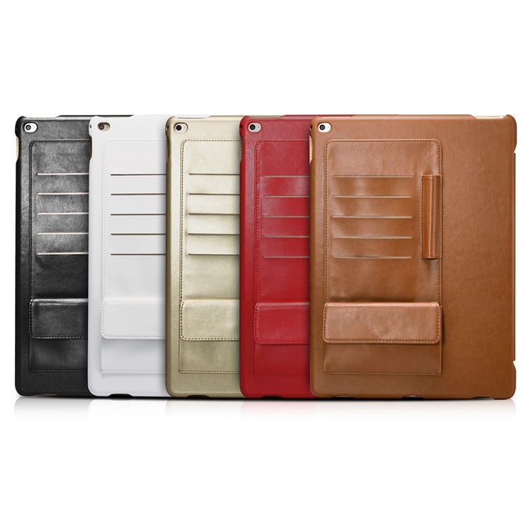 ICARER Business Multiple Card Slots Tri-fold Tablet Leather Case for iPad Pro 12.9 inch - Black-2