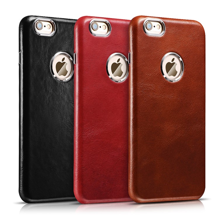ICARER Deluxe Vintage Genuine Leather Coated Hard Case for iPhone 6s Plus / 6 Plus 5.5 - Black-2