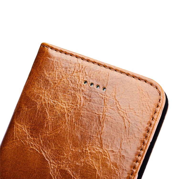 ICARER 2-in-1 Movable Inner PC + Oil Wax Genuine Leather Wallet Case for iPhone 6s Plus / 6 Plus - Brown-16