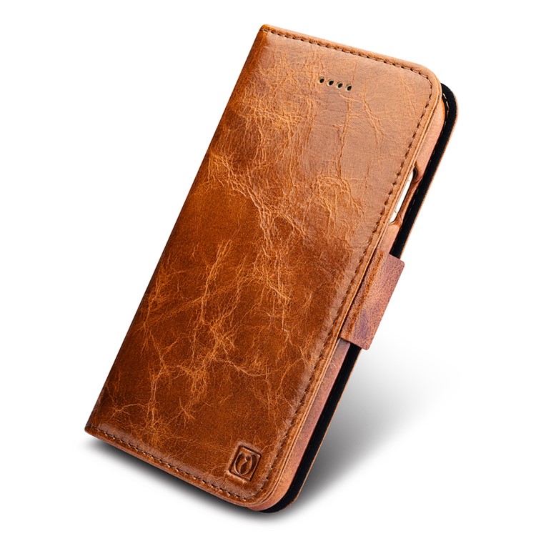 ICARER 2-in-1 Movable Inner PC + Oil Wax Genuine Leather Wallet Case for iPhone 6s Plus / 6 Plus - Brown-3