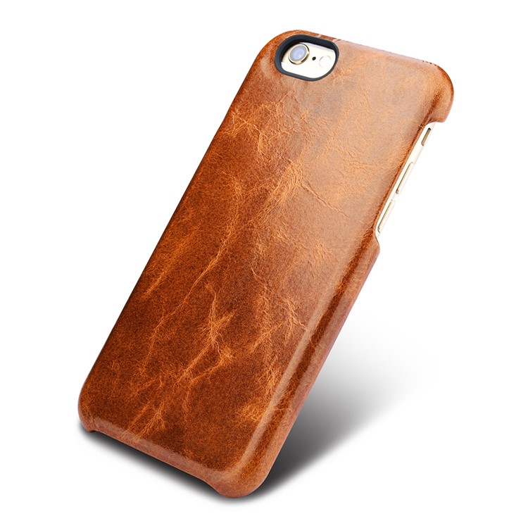 ICARER 2-in-1 Movable Inner PC + Oil Wax Genuine Leather Wallet Case for iPhone 6s Plus / 6 Plus - Brown-5
