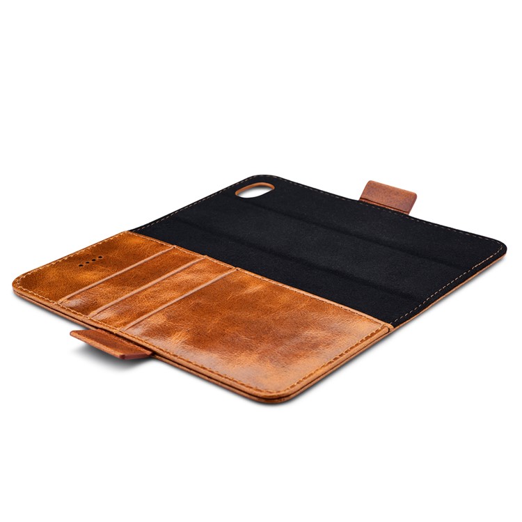 ICARER 2-in-1 Movable Inner PC + Oil Wax Genuine Leather Wallet Case for iPhone 6s Plus / 6 Plus - Brown-9