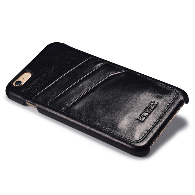 ICARER Baroque Card Holder Genuine Leather Coated Hard Phone Case for iPhone 6s/6 - Black-3