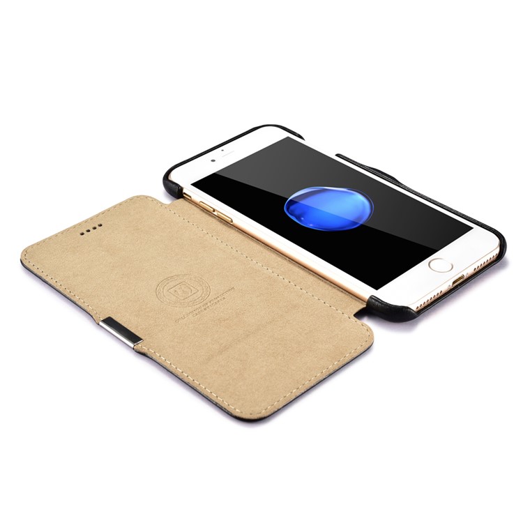 ICARER Luxury Series Genuine Leather Magnetic Flip Case for iPhone 7 Plus 5.5 Inch - Black-13