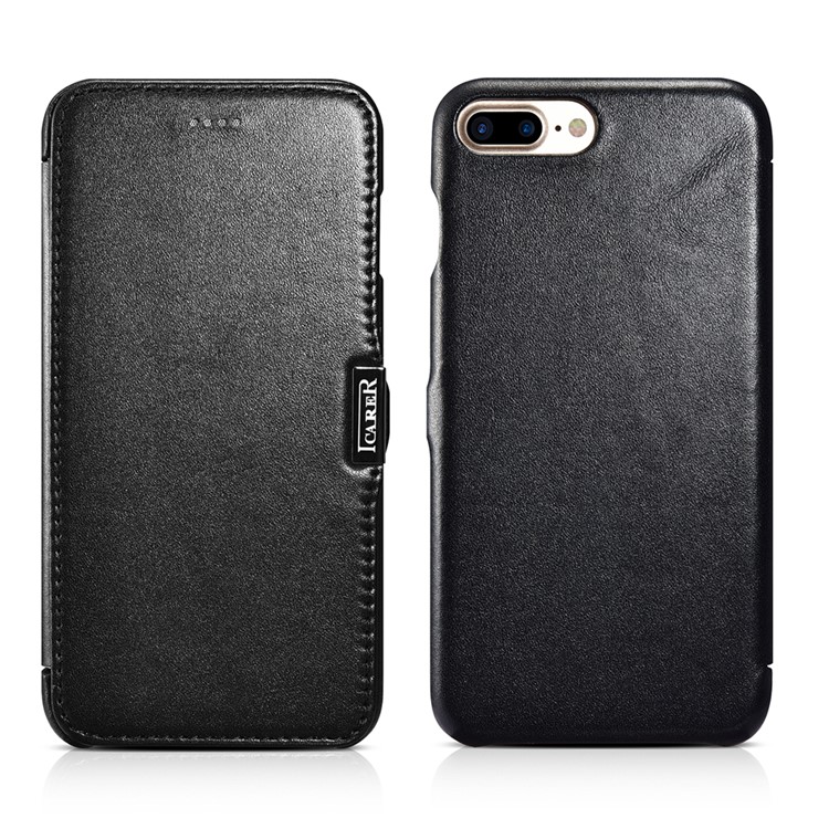 ICARER Luxury Series Genuine Leather Magnetic Flip Case for iPhone 7 Plus 5.5 Inch - Black-2