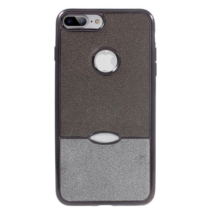 Flash Powder Electroplating TPU Phone Case for iPhone 7 Plus 5.5 - Black / Grey Silver Powder-1