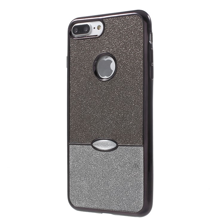 Flash Powder Electroplating TPU Phone Case for iPhone 7 Plus 5.5 - Black / Grey Silver Powder-3