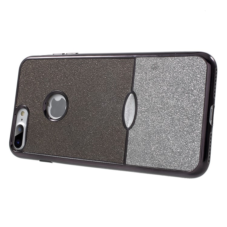 Flash Powder Electroplating TPU Phone Case for iPhone 7 Plus 5.5 - Black / Grey Silver Powder-4