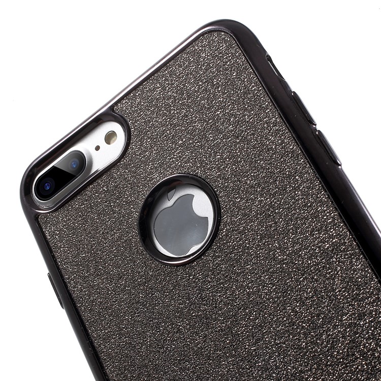 Flash Powder Electroplating TPU Phone Case for iPhone 7 Plus 5.5 - Black / Grey Silver Powder-6