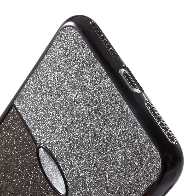 Flash Powder Electroplating TPU Phone Case for iPhone 7 Plus 5.5 - Black / Grey Silver Powder-7